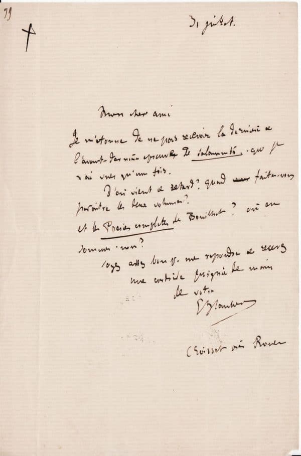 FLAUBERT Gustave - Lettre autographe signée